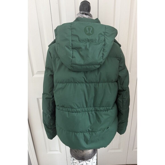 Lululemon Puffer Jacket Womens 4 Green Goose Down Hooded Winter Coat Short EUC - Picture 4 of 11